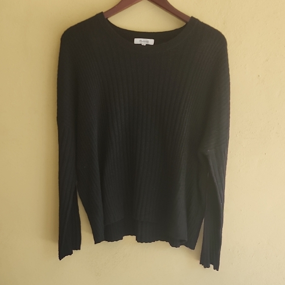 Madewell Charcoal Ribbed Sweater 22% Merino Wool 5% Alpaca - Picture 1 of 11